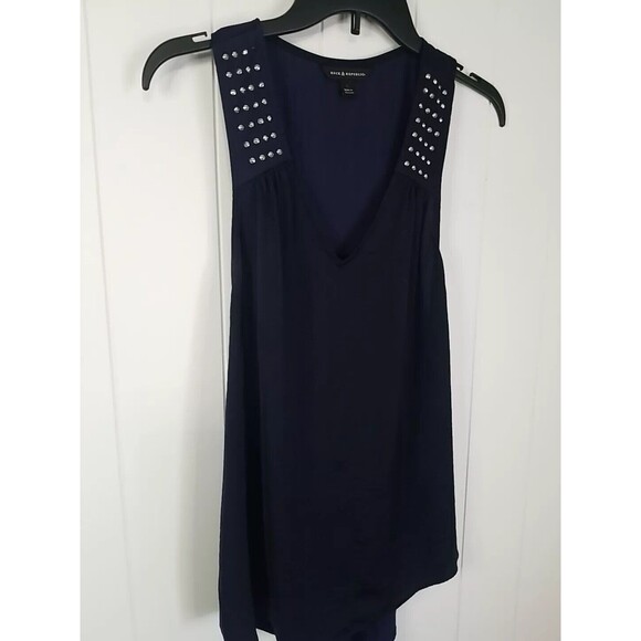 Rock & Republic Shirt Top Womens Size Large Blue Studded Sleeveless - Picture 2 of 10